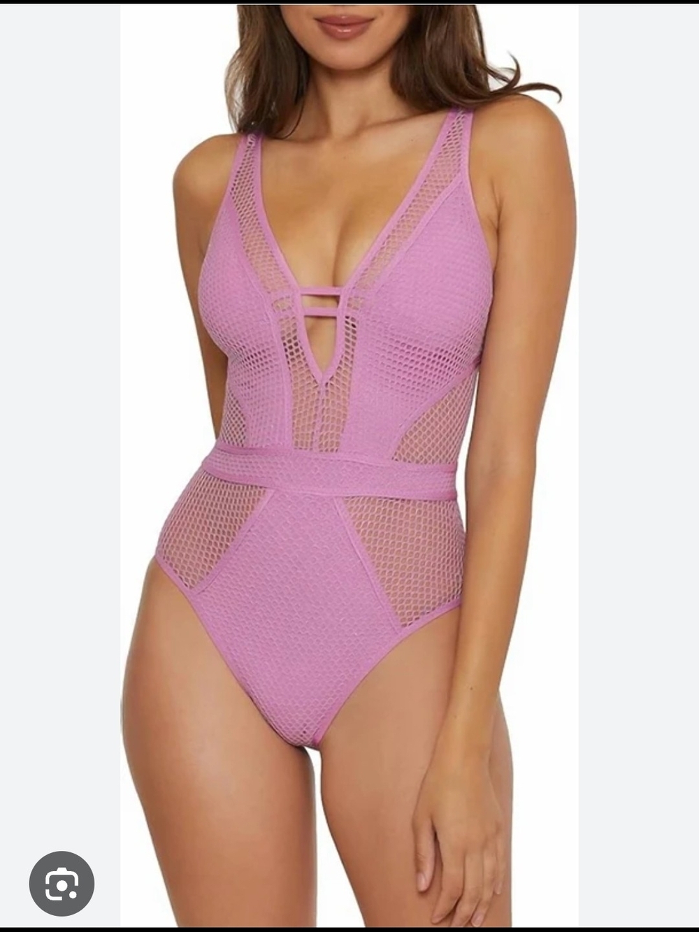 BECCA Lilac Show And Tell Mesh One-Piece Swimsuit Size M